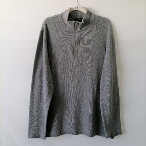 Axcess Mens Gray Long Sleeve 1/4 Zip Mock Neck Cotton Pullover Sweater Size L